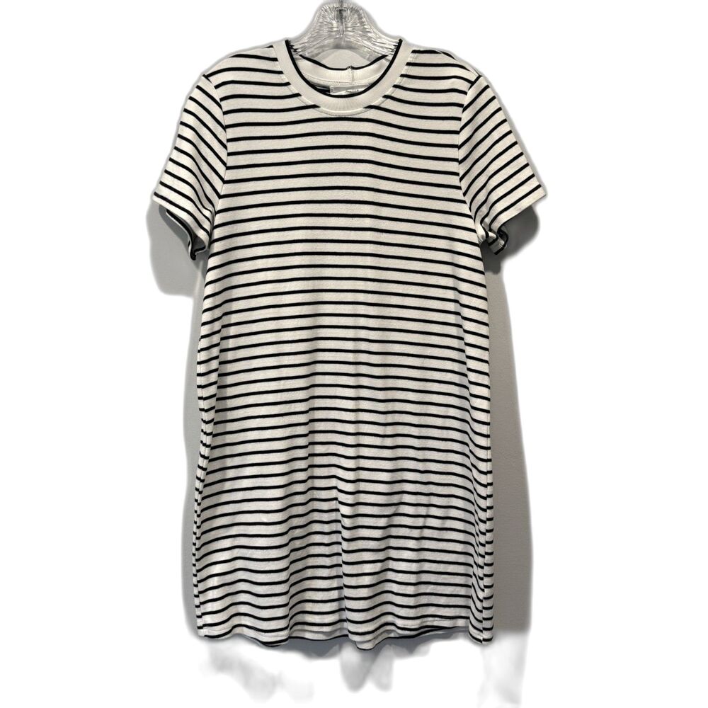 Tuckernuck Pomander Place T-Shirt Dress Striped Knit White Black Women Medium